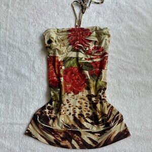 y2k Mandee Floral Ruched Halter Top blouse
